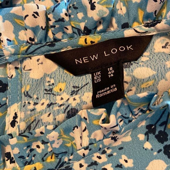 NEW LOOK Women's Fit And Flare Midi Dress in Blue Floral Size 14 - Picture 8 of 9